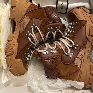 GUCCI Leather & amp original GG trekking boots